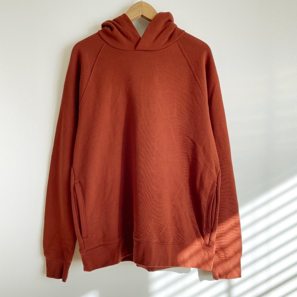 Banana Republic NWOT Men's Fleece Hoodie, Side pockets, Reddish Brown, Large